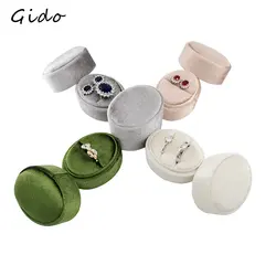 Flannel Jewelry Box Oval Ring Box Simple and Exquisite Velvet Jewelry Box Double Rings Box for Wedding Gift Wrap Packaging