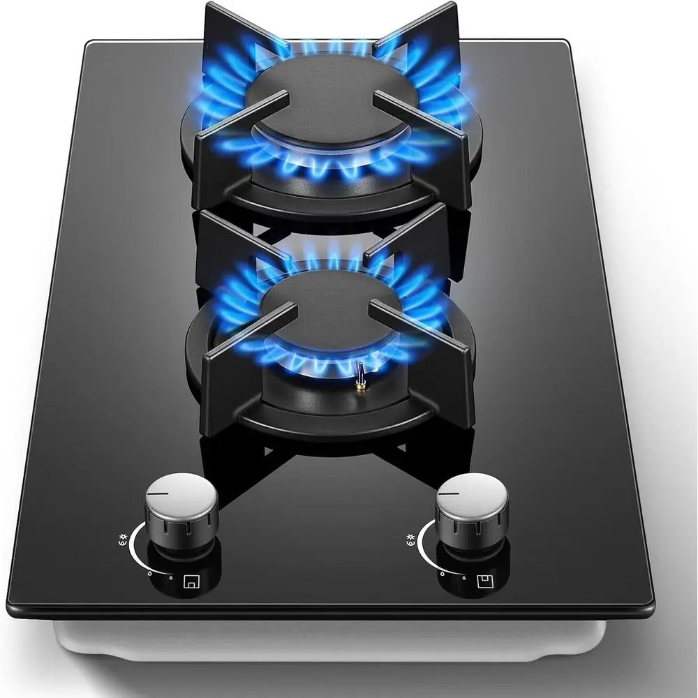 

12-дюймовая двухтопливная газовая варочная панель (пропан) с закаленным стеклом, термоприводом безопасности, для кухни и автодомов