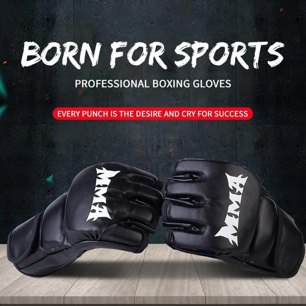 Half Finger PU Leather Boxing Training Gloves Free Fight Kick MMA Fighting Muay Thai Sports Sanda Glove Professional Equipment