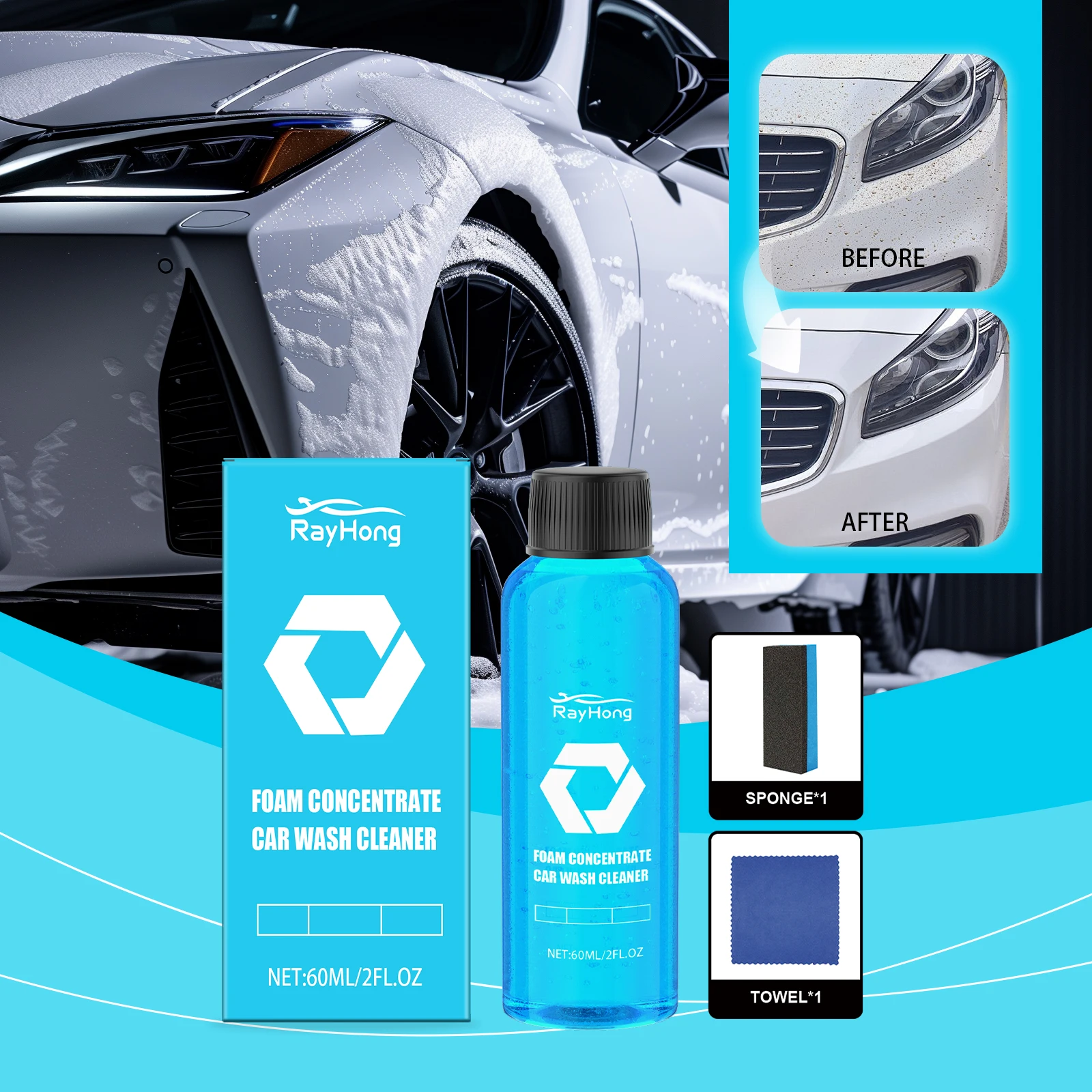 Magic Foam Autowaschshampoo, Autoshampoo, hohe Konzentration, Autozubehör, Detaillierung, Waschen, Superschaumreiniger für Autos, LKWs