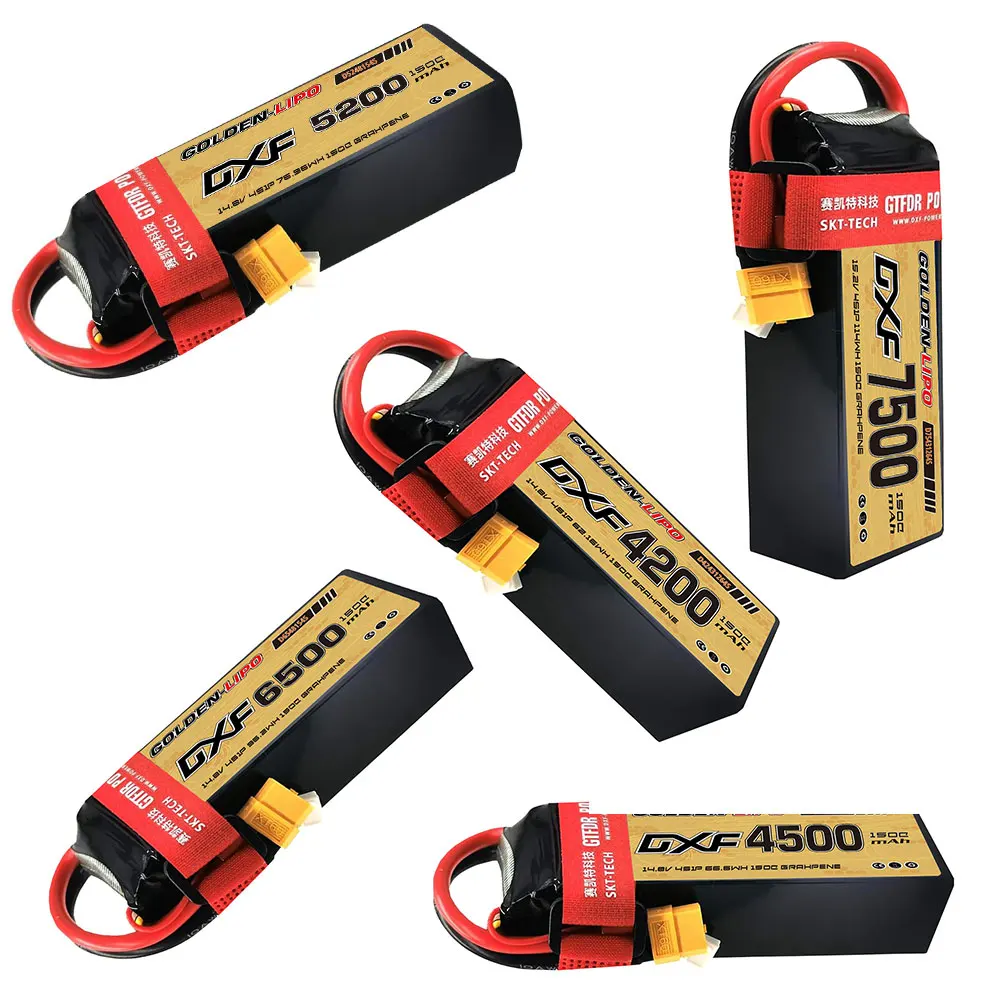 

4S Lipo 15.2V 150C 3500mAh 4200mAh 4500mAh 5200mAh 6500mAh 7500mAh DXF Battery XT60 Plug Hardcase RC Car Buggy Truggy Offroad