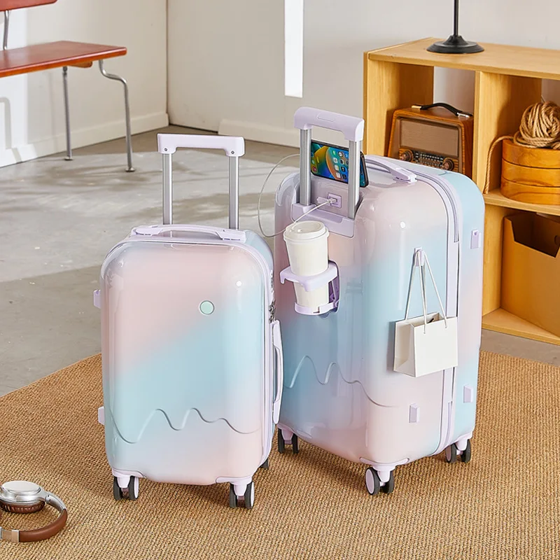 2024 gradient suitcases are popular for women, high-value 24-inch travel trolley case