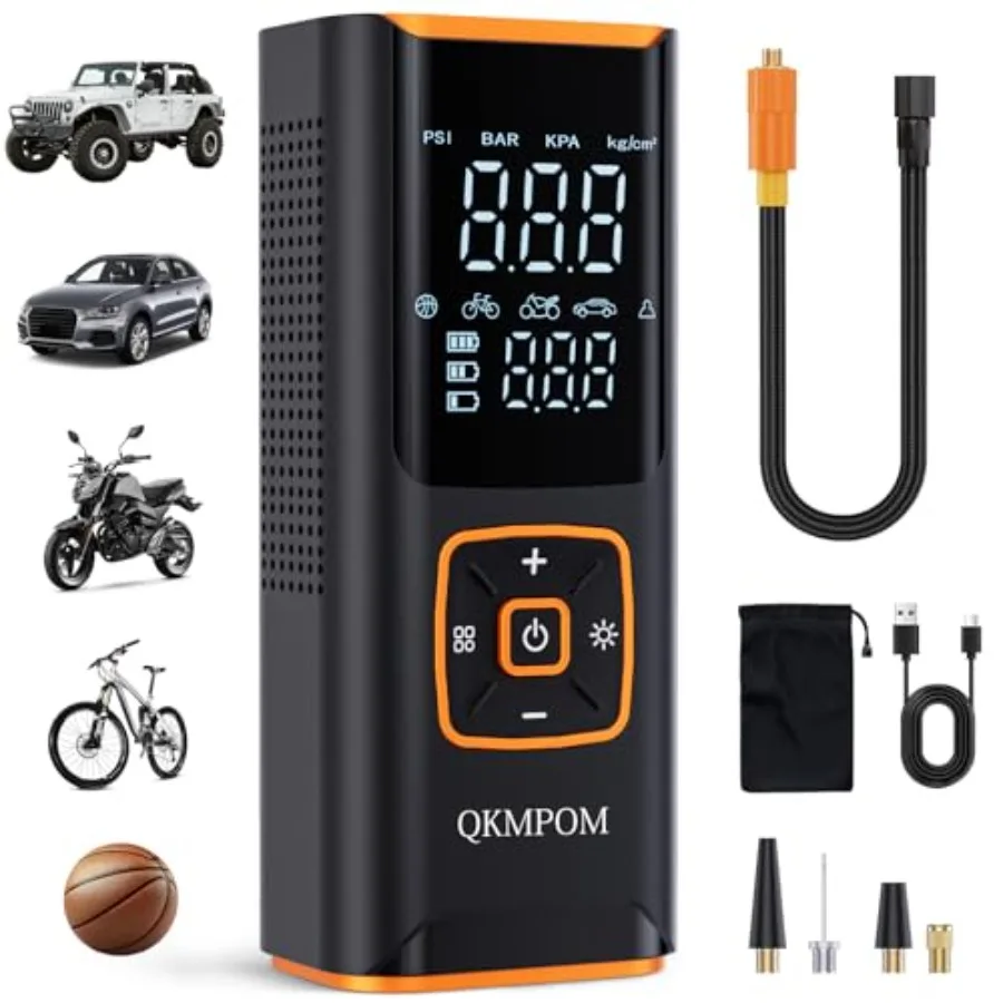 

Портативный компрессор для подкачки шин, 6-кратно быстрее, 180 PSI, беспроводной, с манометром - портативный насос для шин