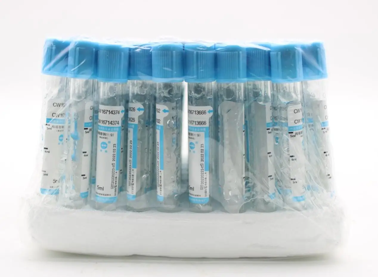 100pcs Blood collection coagulation sodium citrate plastic tube sterile negative pressure vacuum blue cap anticoagulant PRP tube