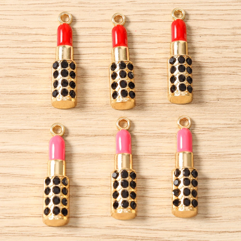 Tusember 10 Stück Niedliche Kristall-Lippenstift-, Handtaschen-, Schuh- und High-Heel-Anhänger für Halsketten, Ohrringe, Armbänder und Bastelarbeiten – Detail 36