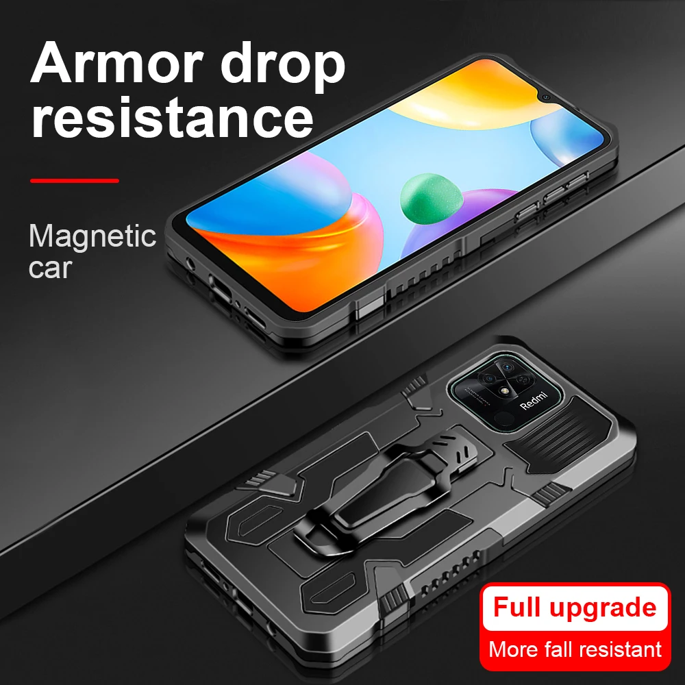 Shockproof Protective Hard Back Cover For Xiaomi Redmi 10C 6.71'' Aromr Car Magnetic Holder Case Redme10C 10 C C10 Shell Fundas