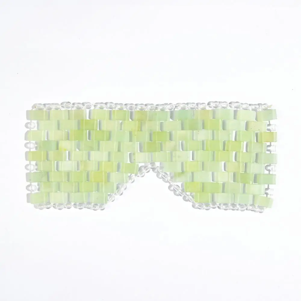 Natural Xiu Jade Eye Mask Hand Woven Stone Patch Relaxing Beauty Skin Care Soothing Tired Eyes Therapy Health Wellness