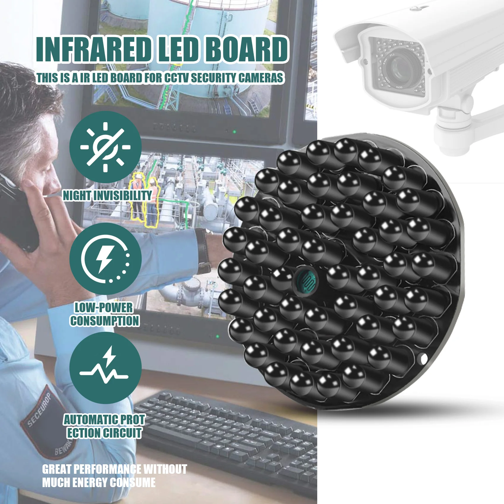 IR Infrared LED Board 940nm 48pcs IR LEDs Invisible at night No exposure Light Board for IR Illuminator CCTV Accessories