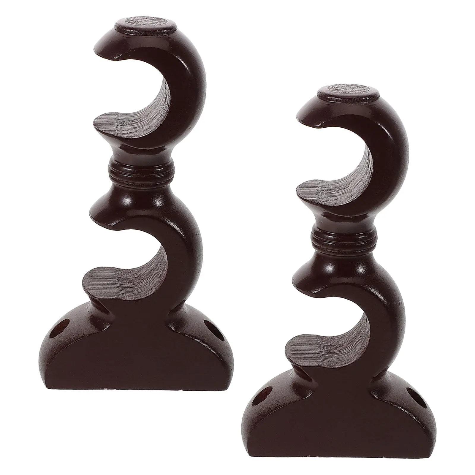 2Pcs Solid Wood Decorative Curtain Rod Holders Double Rod Bracket Wall Mounted Drapery Support for 28Mm Roman Pole Bedroom