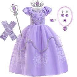 Fluffy Girls Sofia Rapunzel Party Dress Carnival Halloween Costumes Birthday Princess Prom Dresses Sophias Puff Sleeve Ball Gown