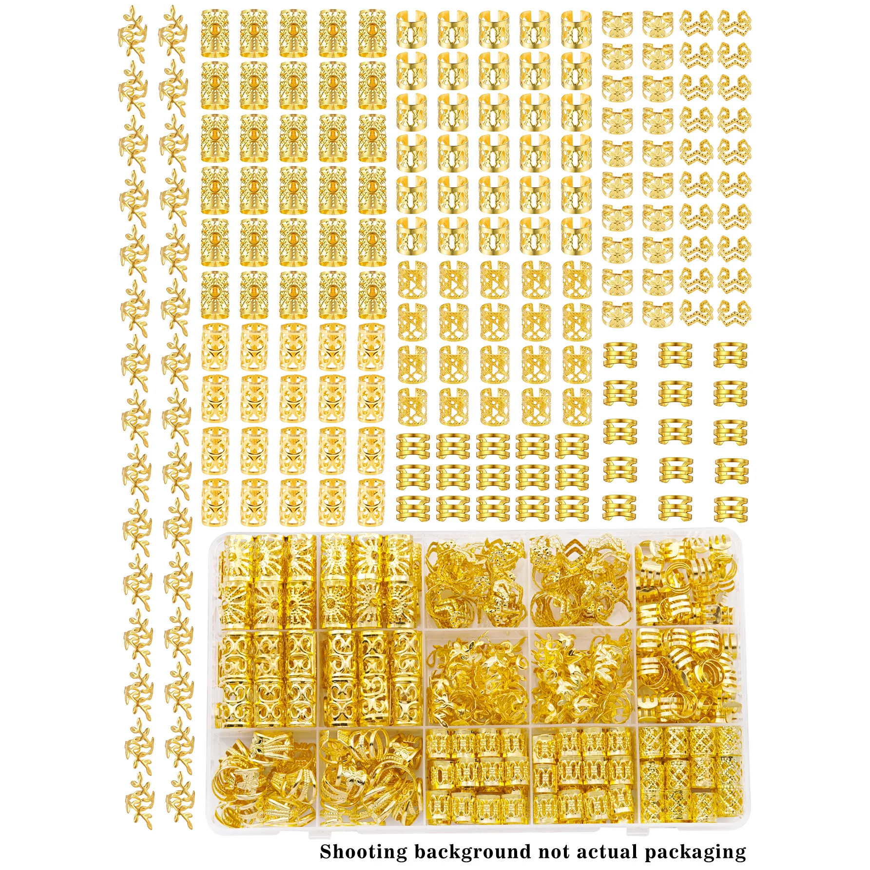 200pcs Golden Hair Cuffs Adjustable Hair Charms Hair Jewelry Rings All Season Hair Dreadlock Braid Accessories for Girls