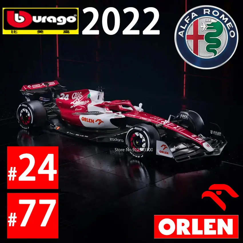 

Bburago 1:43 2022 Alfa Romeo F1 Racing Team C42 #24 Guanyu Zhou #77 Valtteri Bottas Alloy Car Diecast Car Model Toy Collection