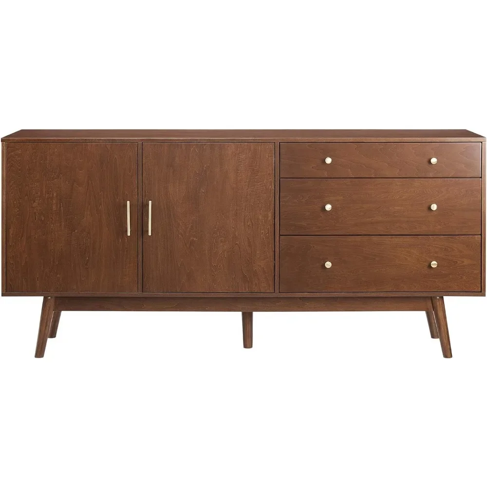 Mid-Century Modern Wood Kitchen Buffet Sideboard Entryway Serving Storage Cabinet Doors-Dining Room Console