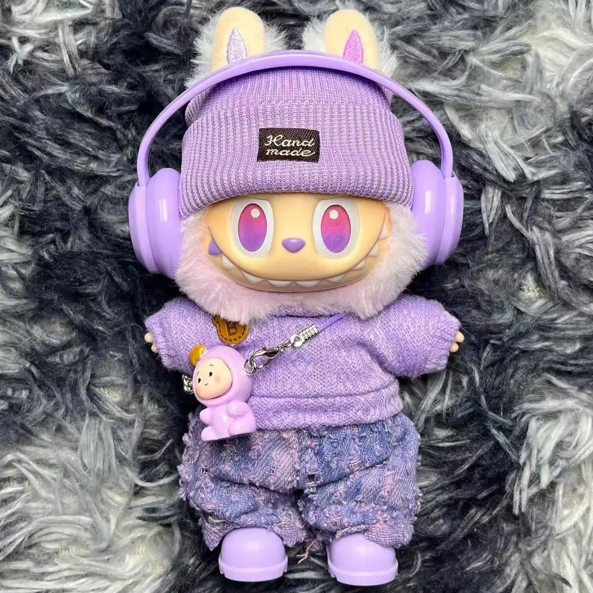 Ubranka dla Labubu, designerski strój, kostium, akcesoria dla lalek 17 cm, odzież, kombinezon Labubu, słuchawki, buty, zestaw z torbą