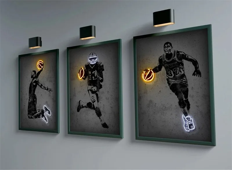 ملصق متسابق جمالي لديكور الغرف ، رياضة السيارات ، كرة القدم ، كرة السلة ، ديكور اللاعب ، طباعة قماش ، فن جداري ، نجم نيون ، 80s ، F1