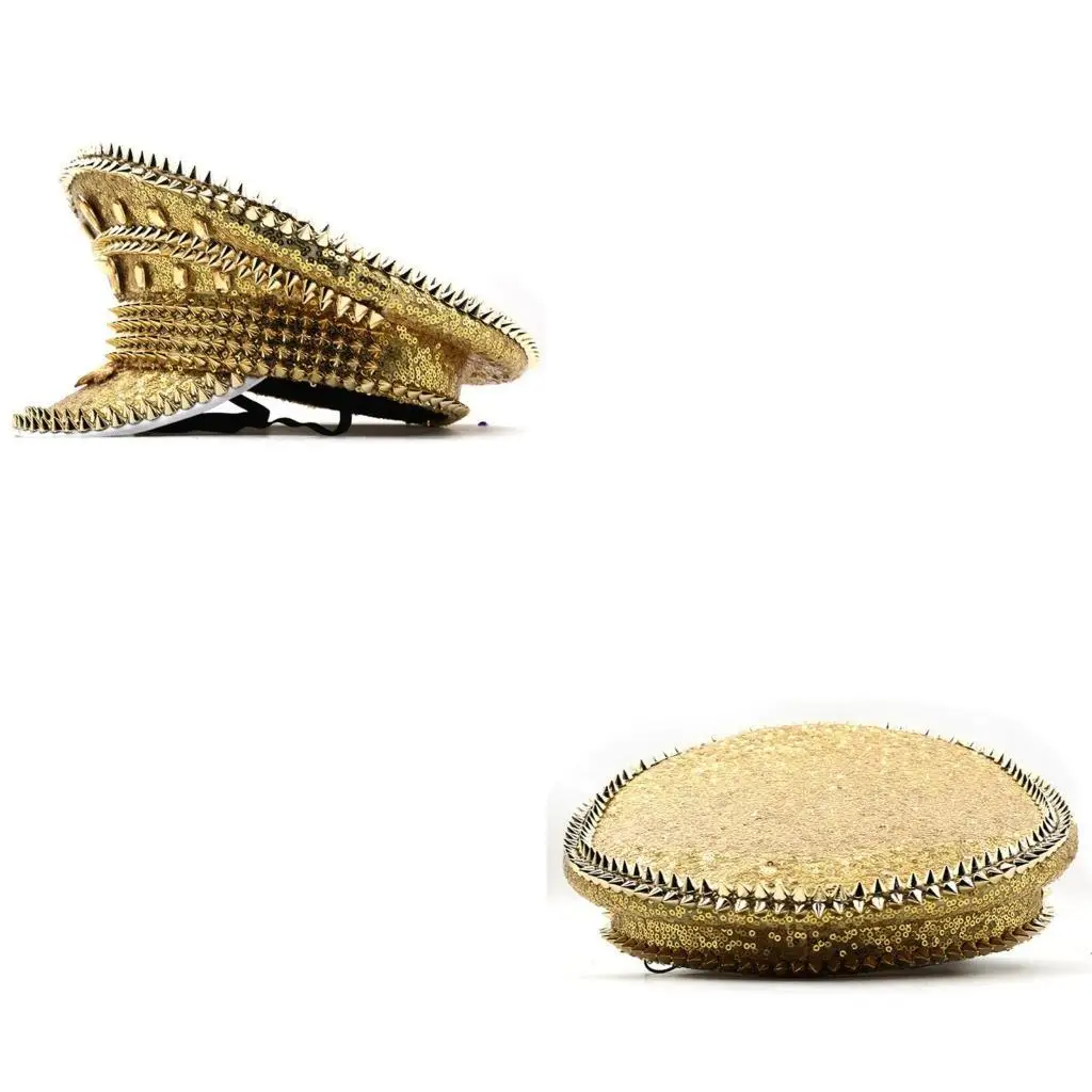 

652F Bejeweled Captain Hat Crystal Sailor Hat Surprise Gift for Girl Boys Hat for Carnivals Music Festival