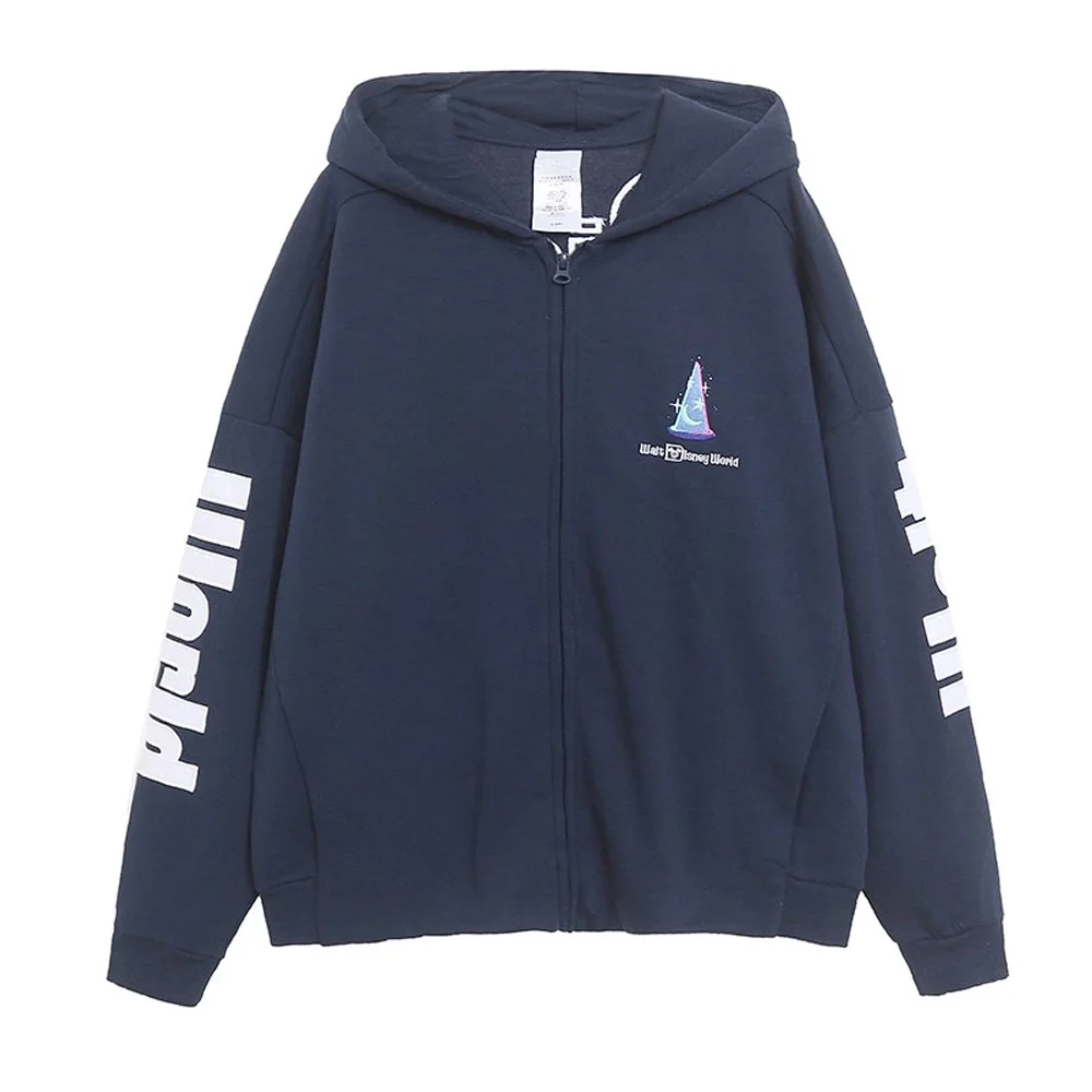 ديزني 70th الذكرى القلعة الكرتون طباعة التطريز الصوف ديزني لاند البلوز المرأة مقنعين سستة البلوز للجنسين 2025