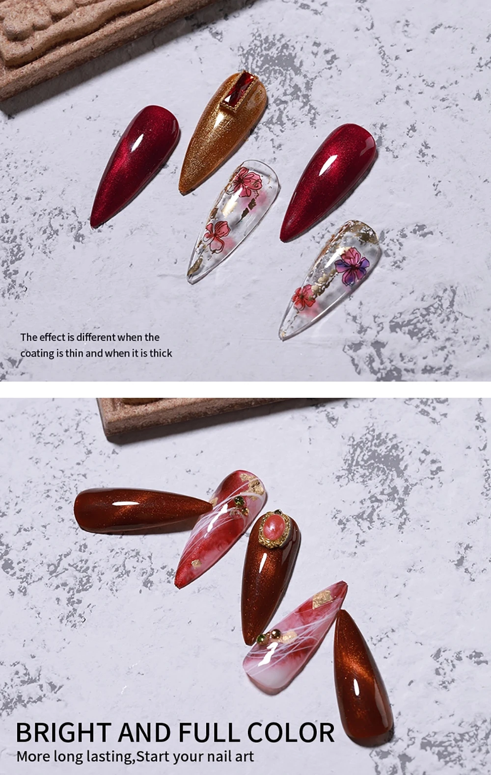Vendeeni 9 Farben Rote Serie Katzenaugen-Gel-Nagellack Weinrot Glitzer Nagelkunst Gel-Lack Magnetischer UV-LED Soak-Off Gel-Lack – Detail 8