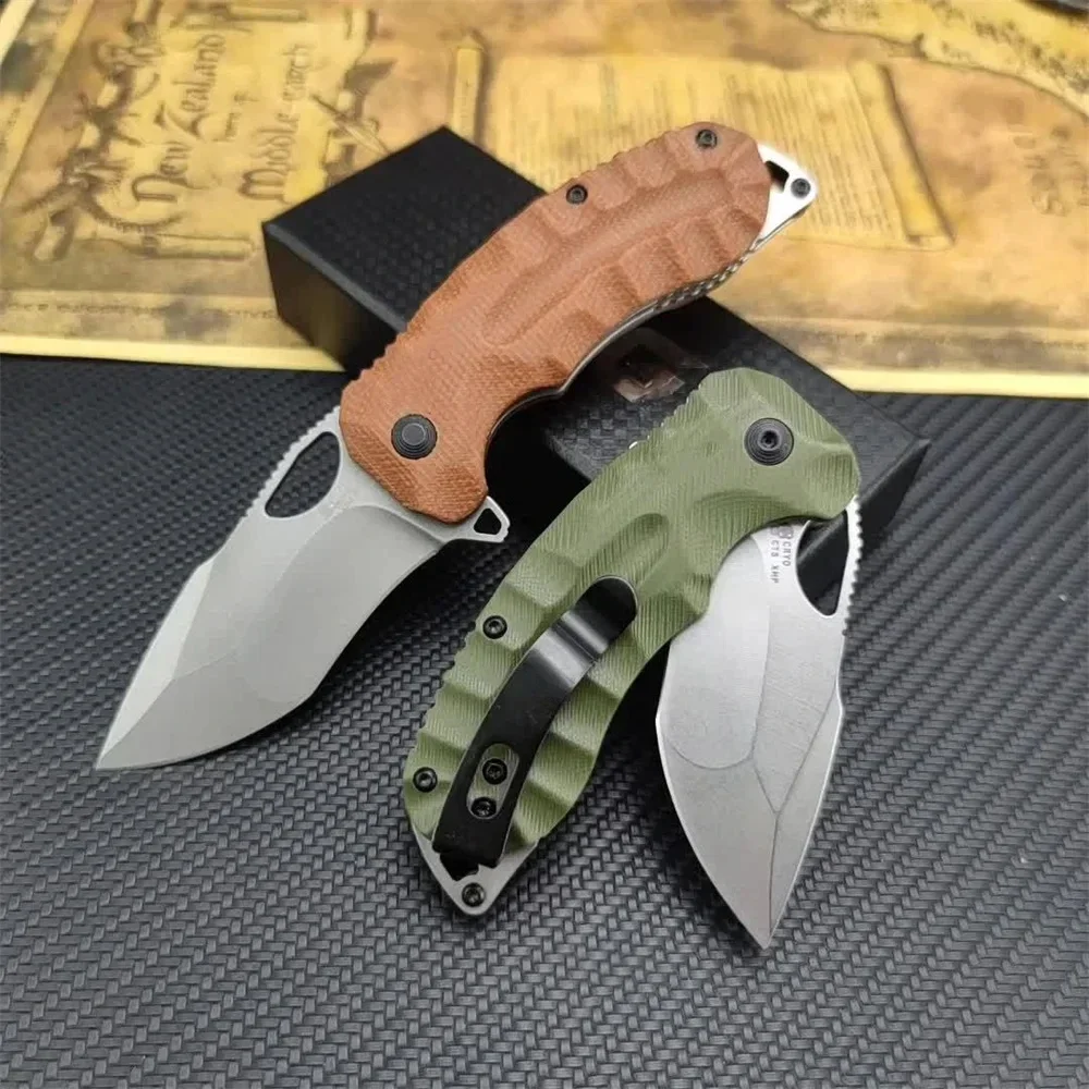 Portable Kiku XR Tactical Pocket Folding Knife CTS XHP Blade Linen Micarta Handle Hunting Rescue Survival Knife for Men's Gift