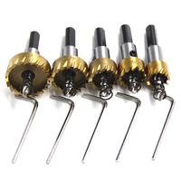 5pc Titanium Plated Serrated Hole Opener Gold Aluminum Plate Iron Plate Drilling Drill Bit 16-30mm Tool Set