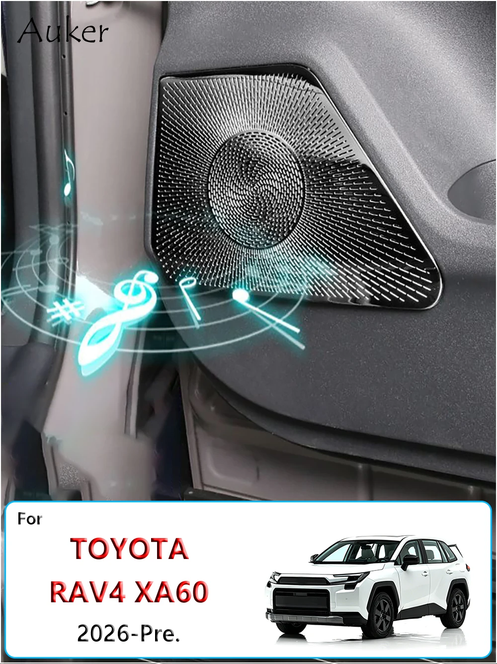 Auto-Türlautsprecher-Abdeckung Lautsprecherpolster Zierleiste Aufkleber Edelstahl Innenraum-Zubehör Für Toyota RAV4 XA60 2026-