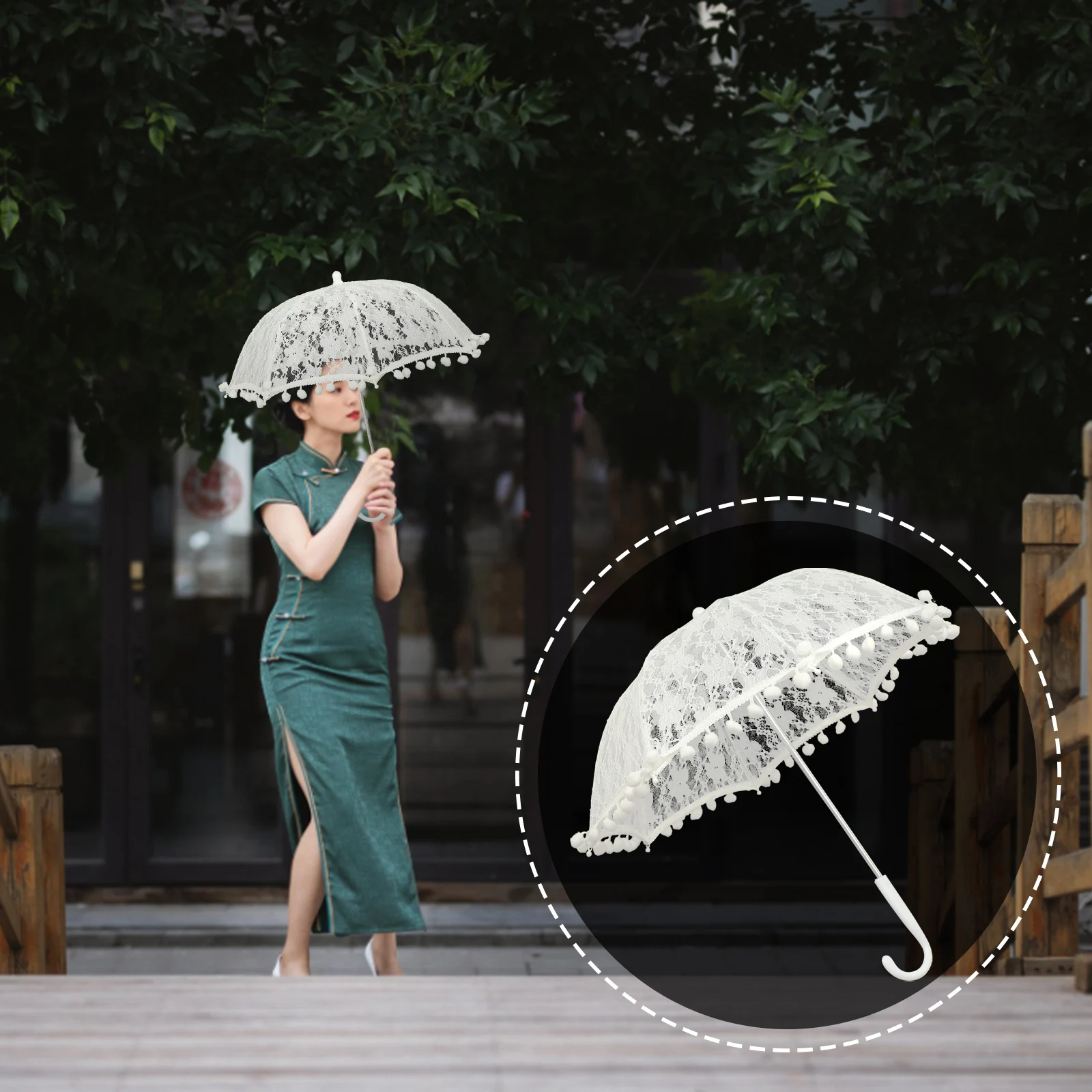 Lace Umbrella Decorative Bridal Parasol Wedding Girls Vintage Parasol Umbrellas For Party Tea Dance Festival Performance props