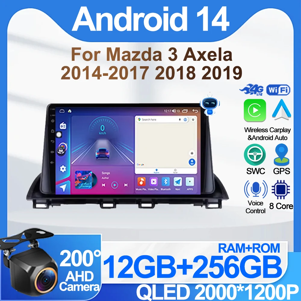 

Car Multimedia For Mazda 3 Axela 2014-2017 2018 2019 Head Unit Player Navigation GPS Android Auto Carplay 5G WIFI No 2din DVD