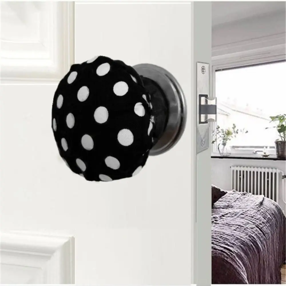 Reusable Cotton Door Handle Covers Dot Pattern Anti-Slip Door Knob Covers Soft Anti-Static Door Knob Decorative Covers Kitchen