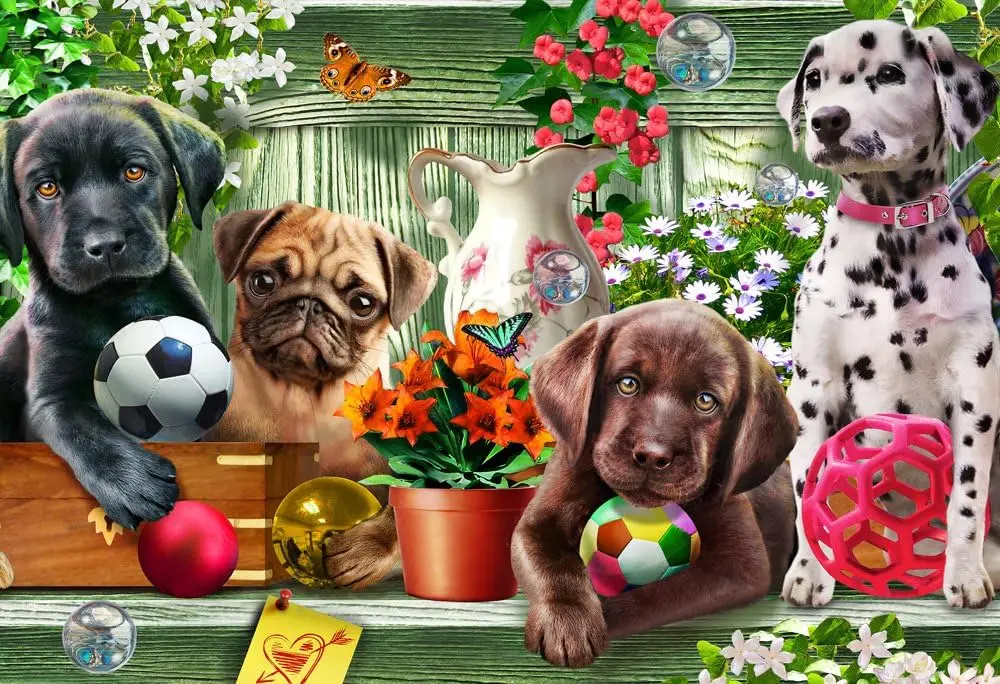 

Jigsaw Puzzles for Adults 1000/500/300pcs Garden Puppies Wooden Puzzles for Gameroom Bedroom Home Decor Birthday Party Gift