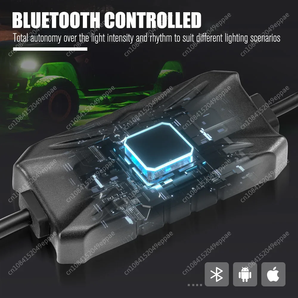 LIGHTFOX 4x4 8 Pods Multi-Color Underglow LED RGBW Rock Lights with APP remote Control Mode for ATV UTV