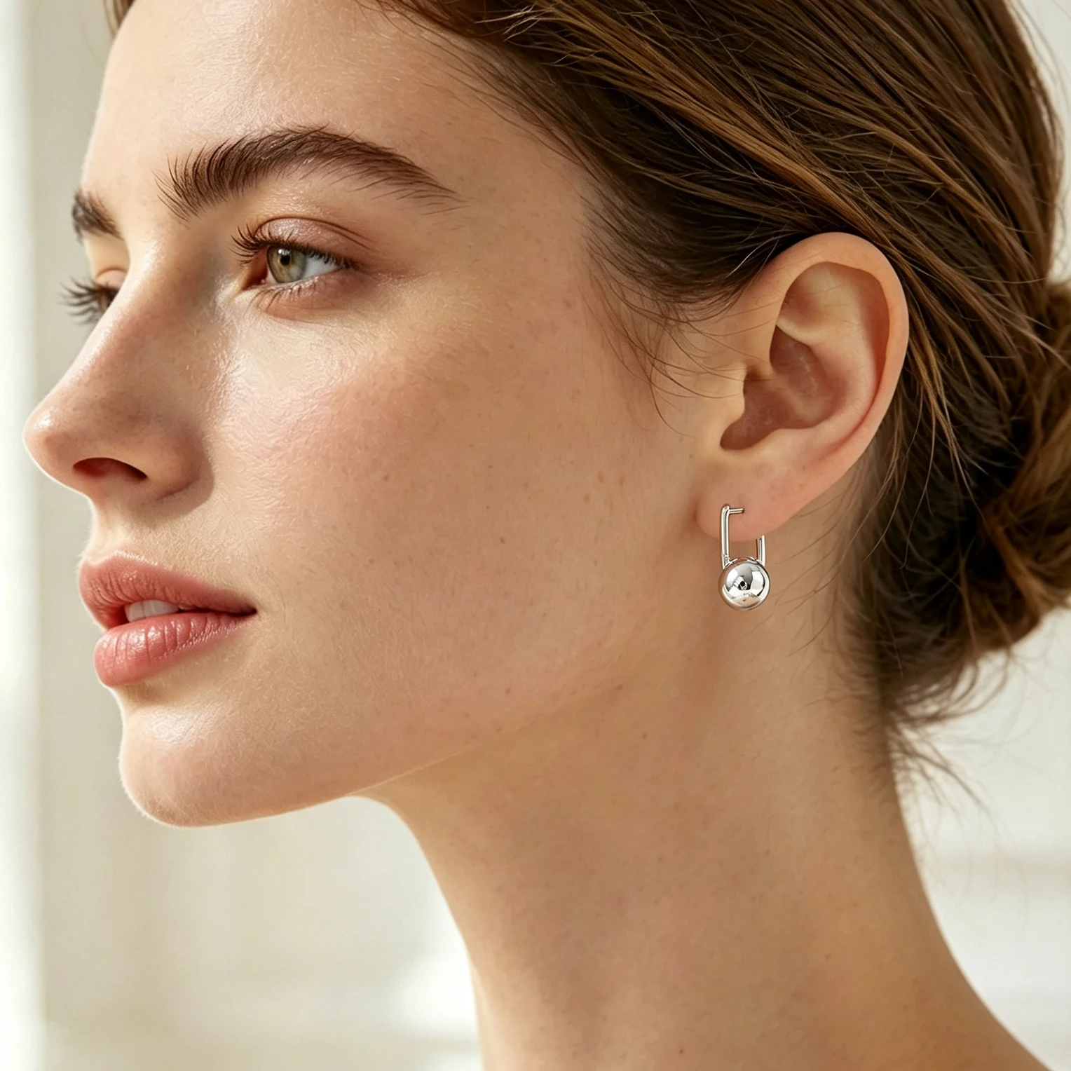 SUNSLL Fashion Geometric Spherical Hoop Earrings Gold/Silver Plated Minimalist Accessories Daily Commute Jewelry Gifts For Women