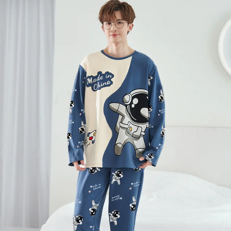 Large Size Men Pajamas Sports Long-Sleeved Loose Black Vertical Stripes Student Pajamas Can Be Worn Outside Easy to Clean Pullov