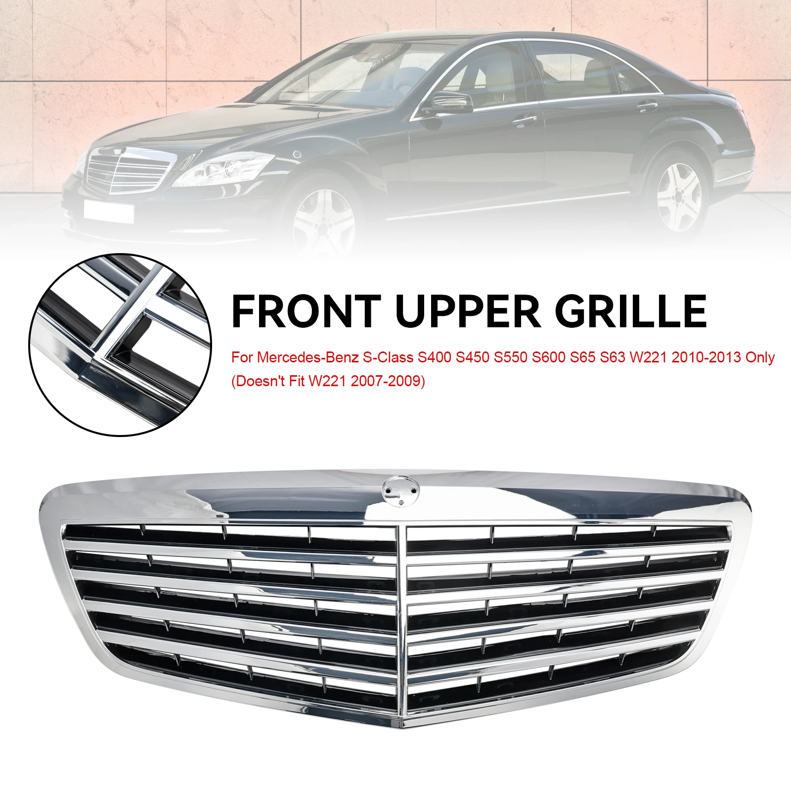 

Artudatech Front Grille Grill Fit for Mercedes Benz S-Class W221 S550 S600 S63 S65 S 550 600 63 65 2010-2013 2011 2012