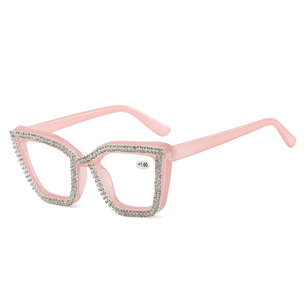 2025New النساء نظارات القراءة موضة تنوعا مكافحة الضوء الأزرق Lnlaid مع الماس القراء فتاة القط العين HD نظارات #5