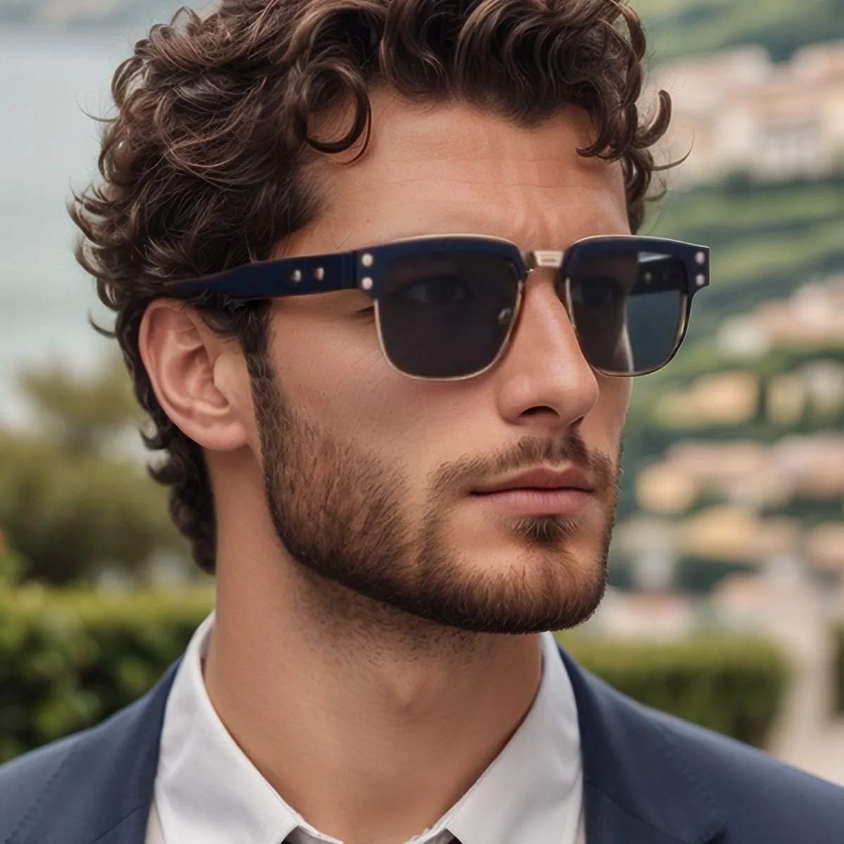 

New European and American Retro Steampunk Style Square Sunglasses UV400 Men's High-end Large Frame Sunscreen Driving Glasses