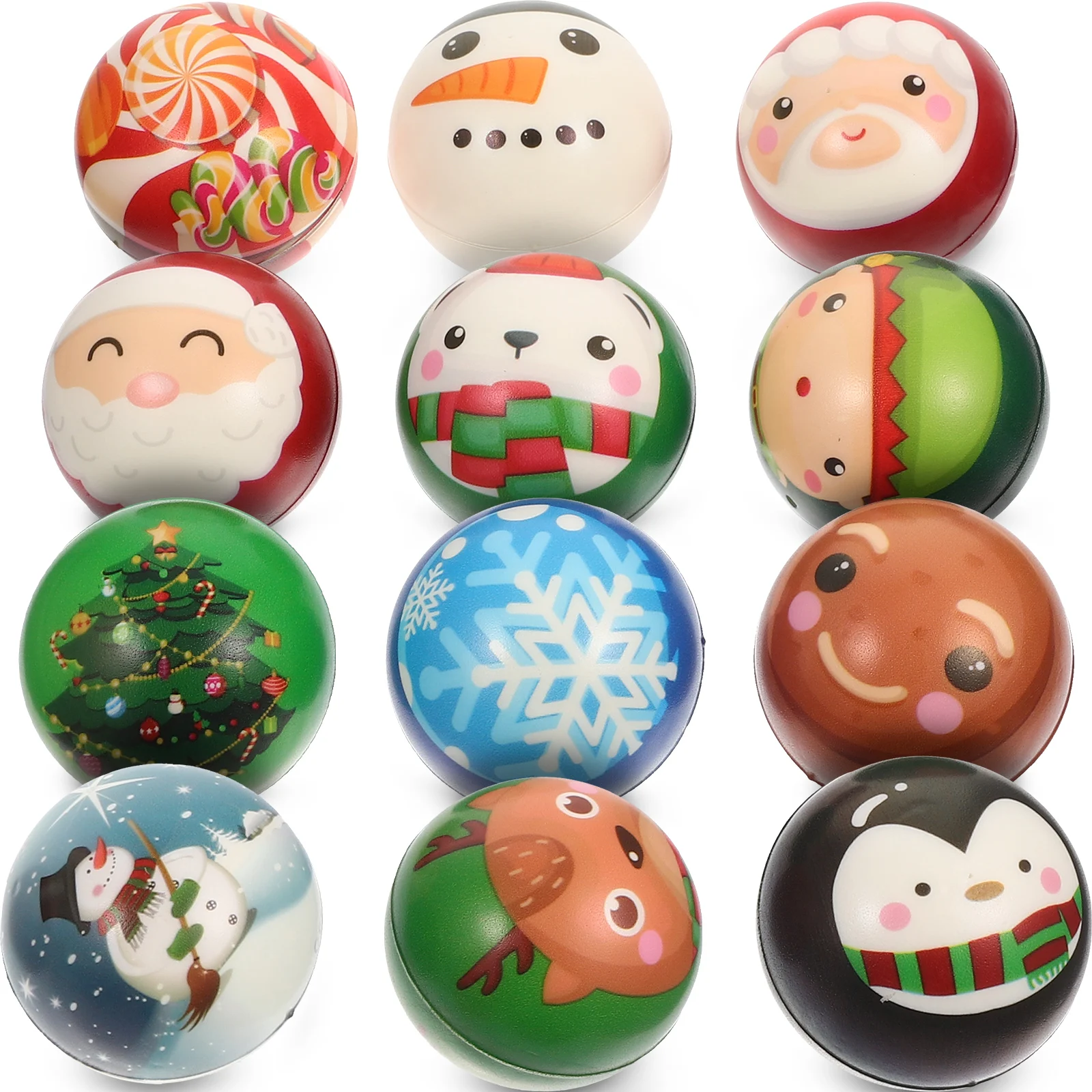 

12 Pcs Balls Squeeze Elastic Cartoon Decompression Toys Kids Sports Foam Dodgeball Birthday Gifts Lightweight PU