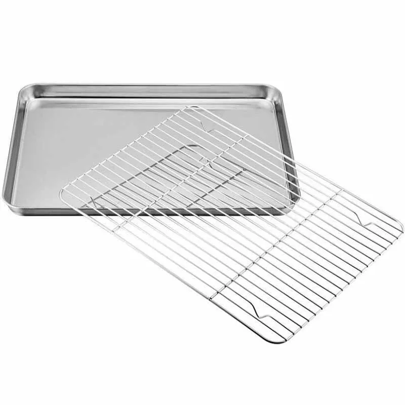 Baking Tray with Removable Cooling Rack Set Stainless Steel Baking Pan Sheet Non Toxic , Used for Oven, BBQ Tray Dishwasher Safe