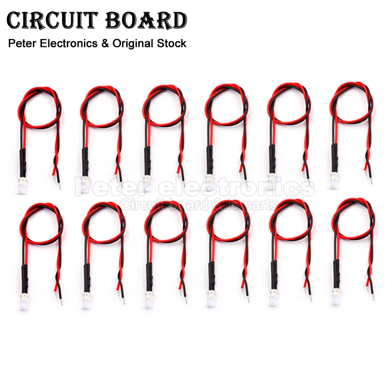 20pcs 20cm Pre Wired 3mm 5mm LED Light Lamp Bulb Prewired Emitting Diodes For DIY Home Decoration DC12V Toy Car Indicator LED