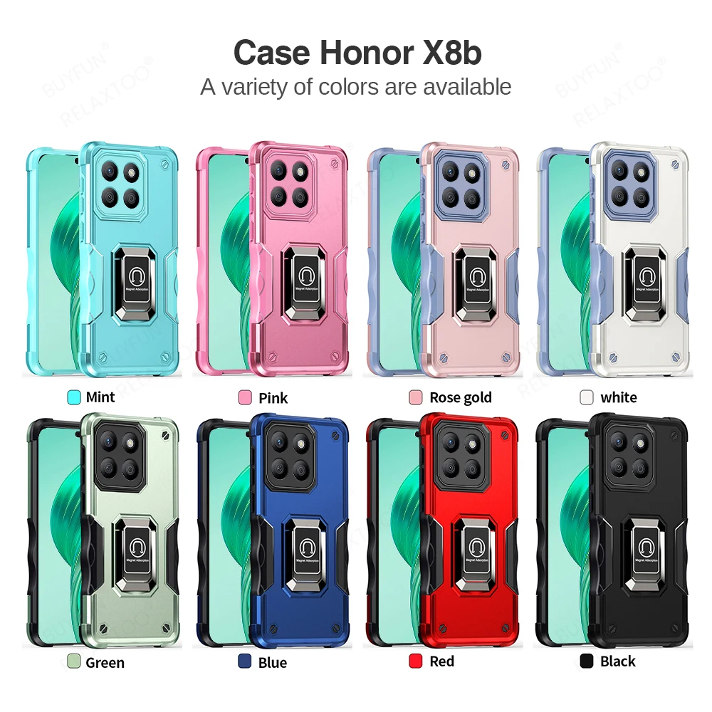 Hard Shockproof Armor Cover For Honor X8b X 8b HonorX8b 4G 6.7inches Soft Tpu Camera Lens Holder Ring Protecion Case Fundas