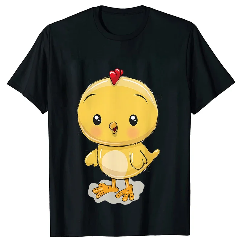 Cute Chicken Printed T-Shirt Women Clothing Graphic Y2k Tops Fashion Casual Harajuku Streetwear O-Neck Breathable Soft Tee Shirt