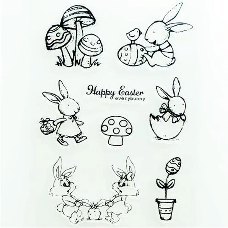 Habby Rabbit Silicone Clear Stamps For Scrapbooking DIY Photo Album Cards Decoration Craft Transparent Stamp Clear Seal