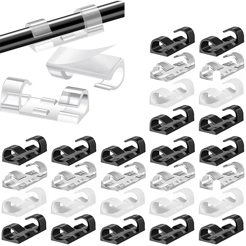 16/20Pcs Cable Organizer Clips Wire Winder Holder Cord Protector USB Cable Management Hooks Desk Clamp For Earphone Mouse Cable