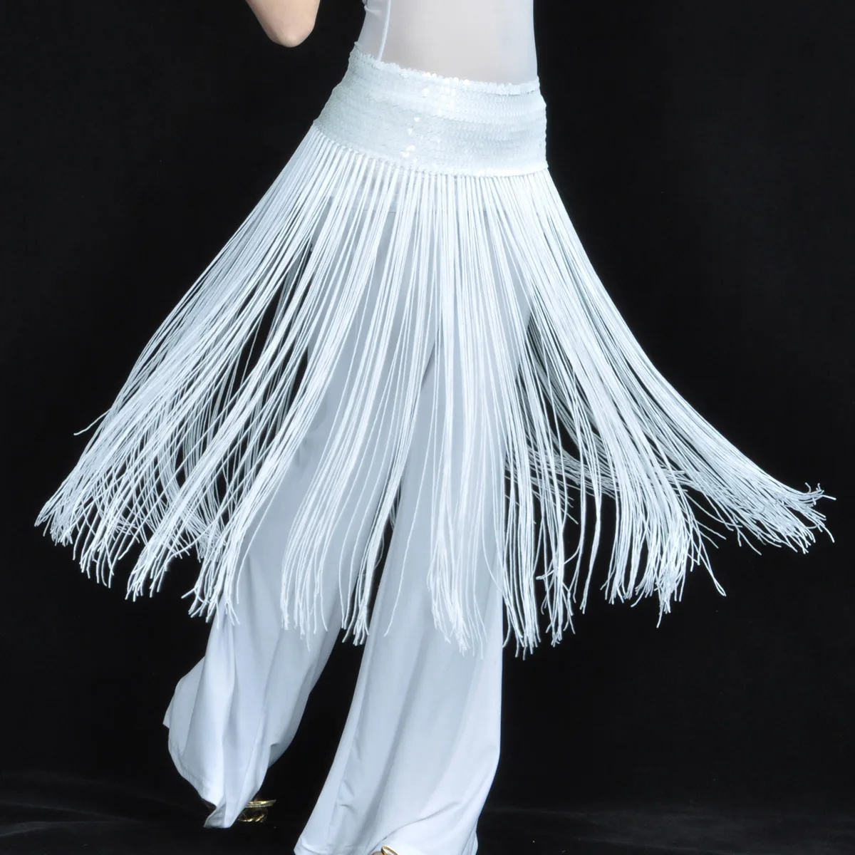 Sciarpe per fianchi di danza del ventre con catena lunga in nappa elastica con paillettes Accessori per la vita di danza del ventre per le donne Spettacolo teatrale