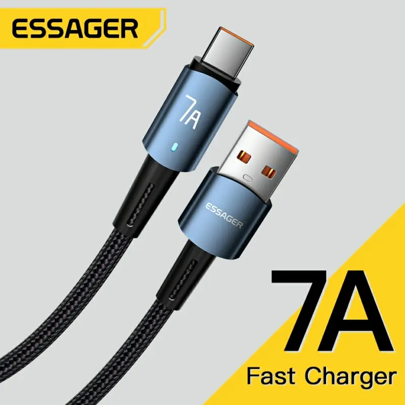 Essager 7a tipo c cabo de cabo usb para samsung s10 xiaomi huawei p30 p40 pro telefone móvel 100w carregamento rápido usb tipo c cabo de dados