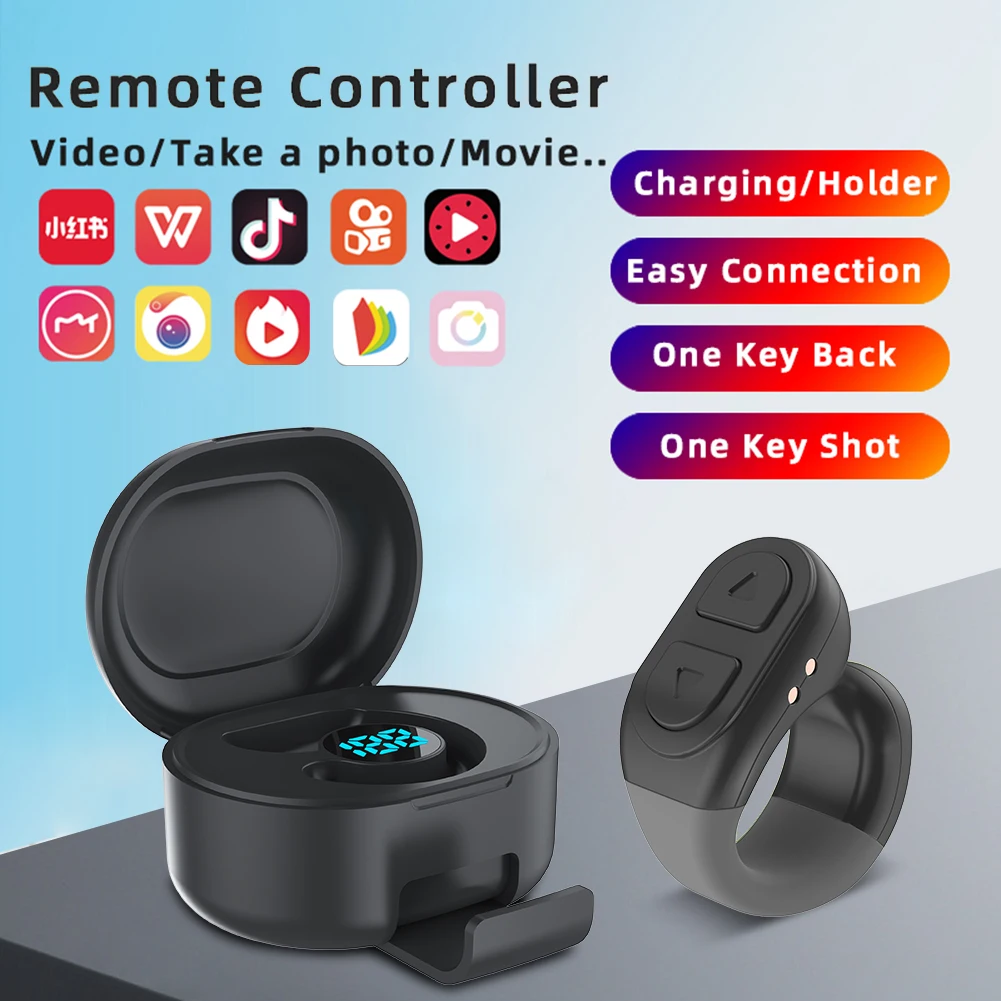 For TikTok Scrolling Ring Wireless Remote Page Turner Clicker Kindle App Camera Shutter Selfie Video Recording for iOS Android