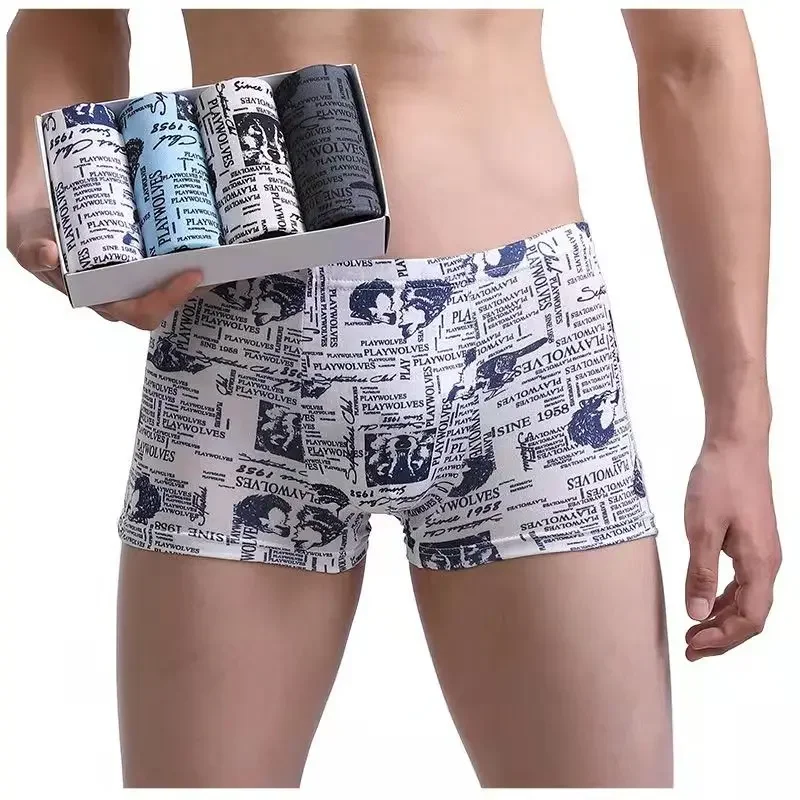 

Men's Panties 4pcs/Lot Male Underpants Man Pack Shorts Boxers Underwear Fashion Sexy Mens Boxer Ultrathin Large Size L-4XL