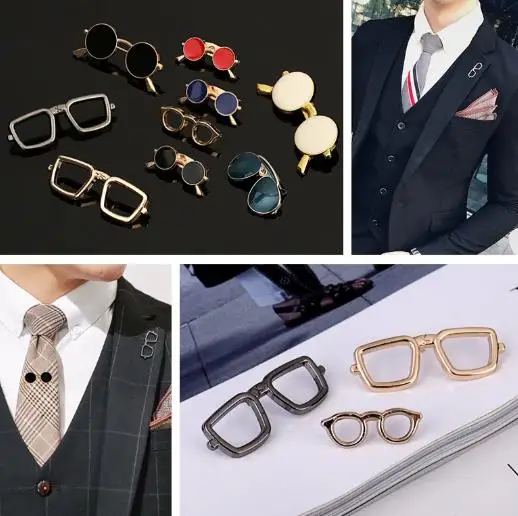 Cross border personalized versatile alloy pin, men's suit accessories enamel oil glasses ink frame brooch