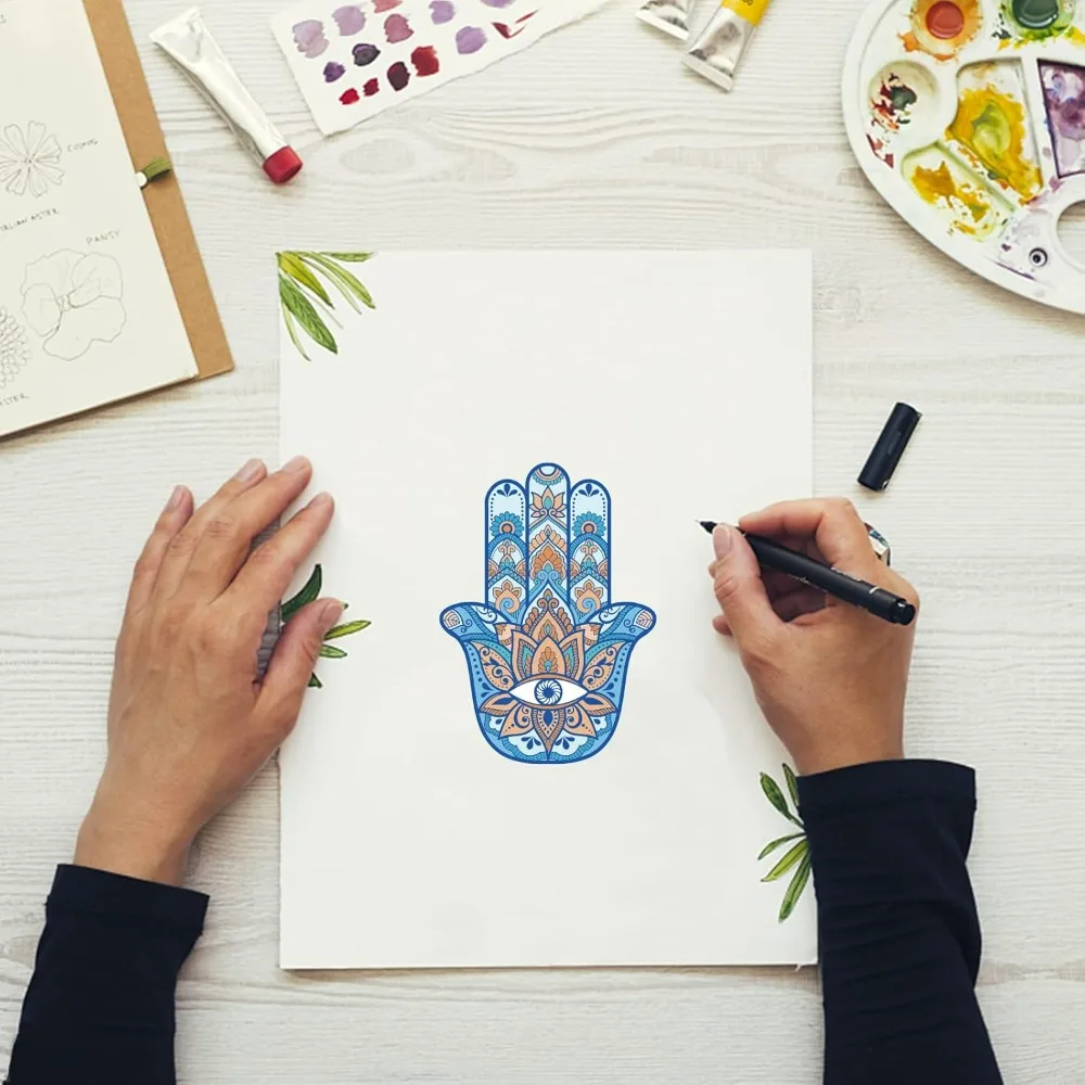 Mandala Pattern Silicone Clear Stamp Flower Eye Transparent Silicone Hamsa Plants Rubber Stamp for Scrapbook Journal Card