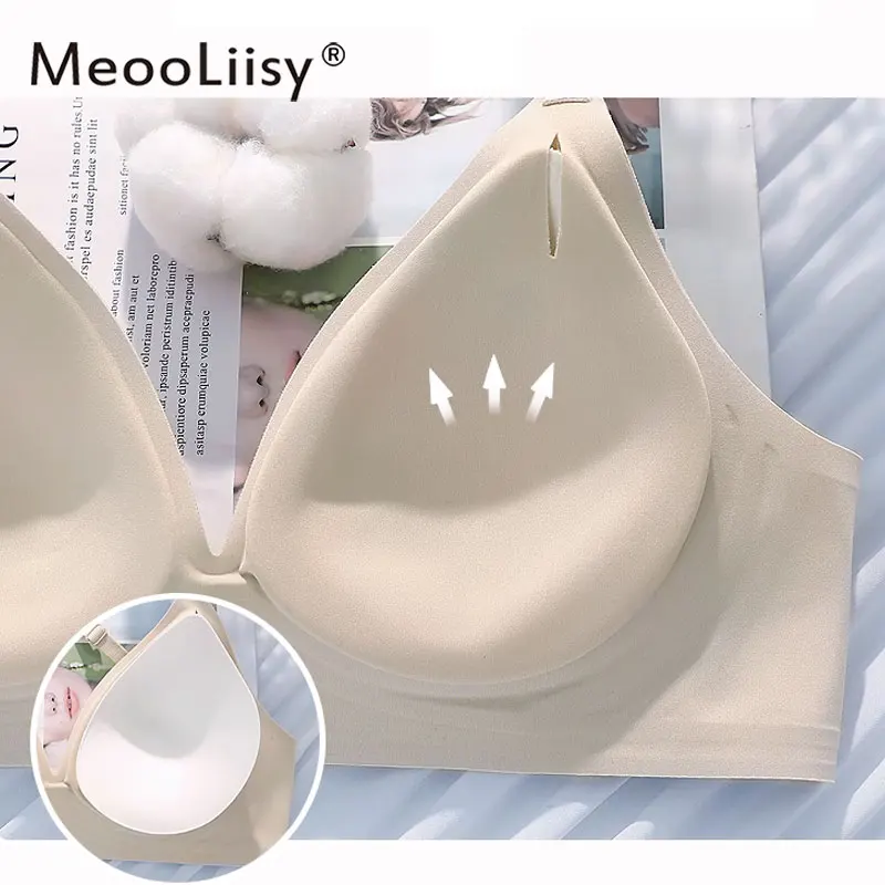 MeooLiisy Seamless Deep V Small Chest Push Up Underwear Beautiful Back Expanded Teenage Bra Sexy Comfortable Soft Steel Ring