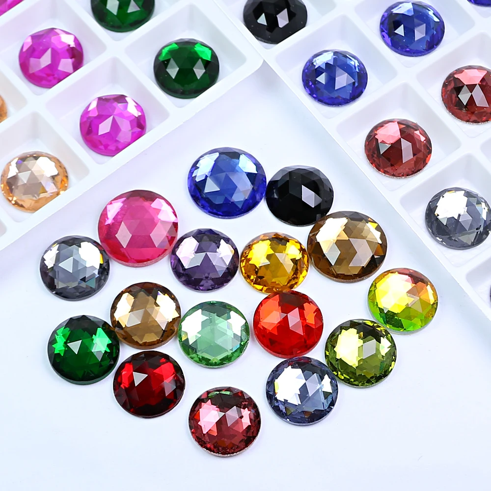 Color Round Shape Flat Back Glass Rhinestones DIY Glass Beads Strass Accesories For Garment Needlework Cloths 1062